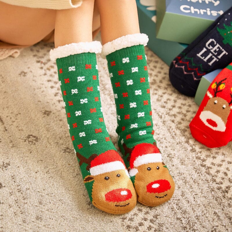 Christmas hot sale reindeer padded cotton socks