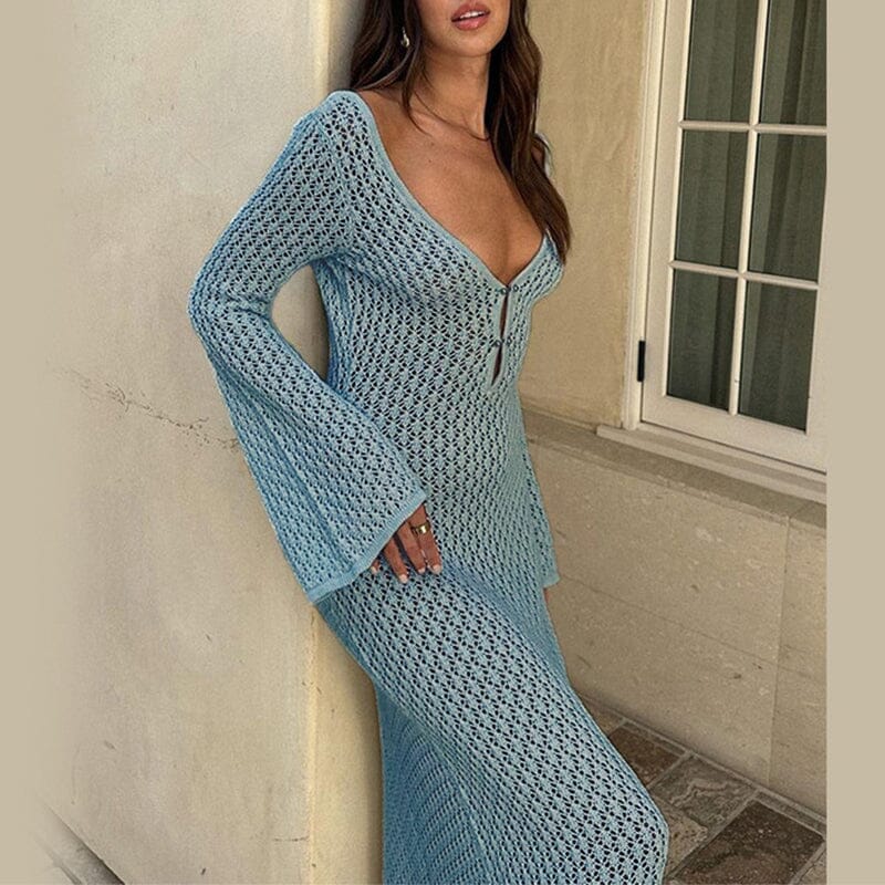 Sexy Knitted Hollow Beach Bikini Swimsuit Cover Up