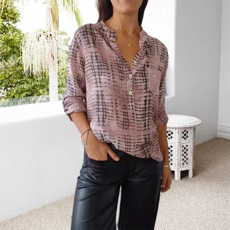 Casual Pockets Pleated Blouses