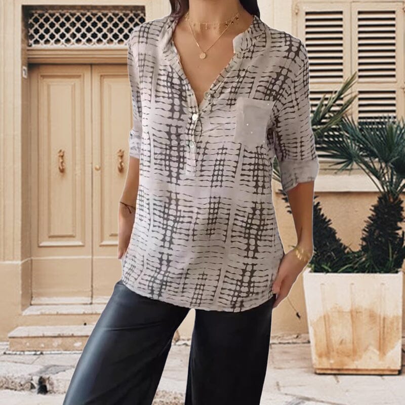 Casual Pockets Pleated Blouses