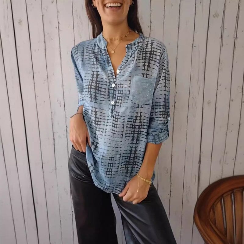 Casual Pockets Pleated Blouses