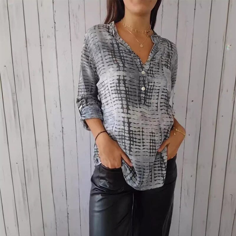 Casual Pockets Pleated Blouses
