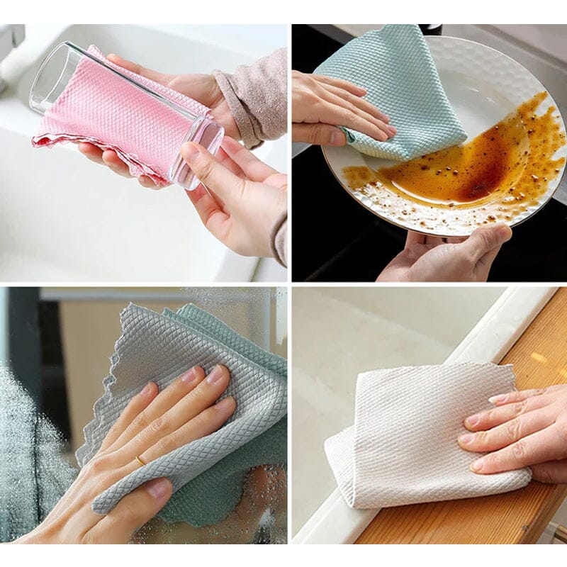 Fish Scale Microfiber Polishing Cleaning Cloth 5 Pcs