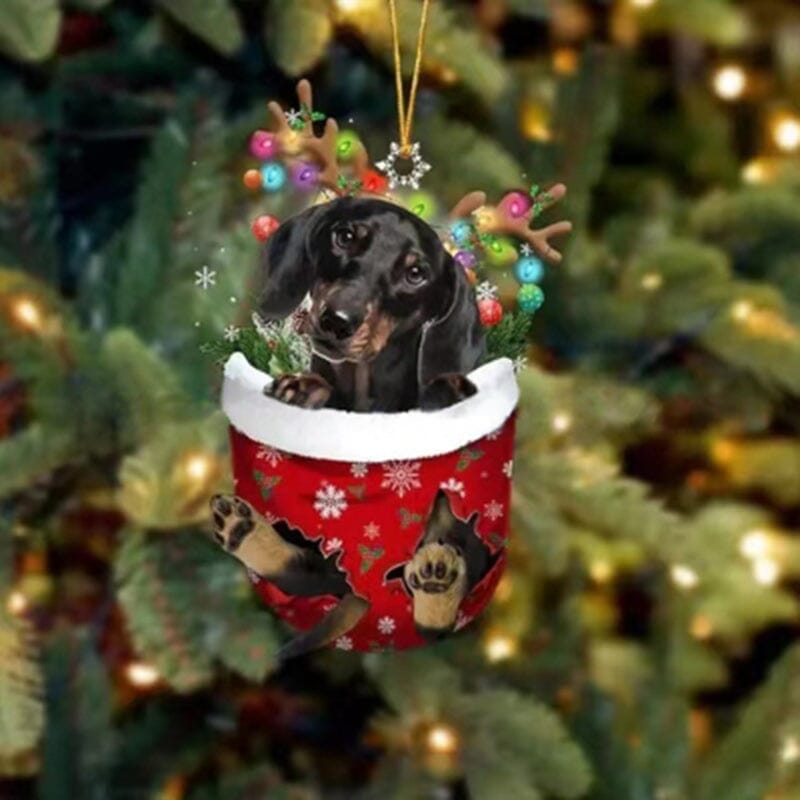 Cute Christmas Sock Dog Ornament