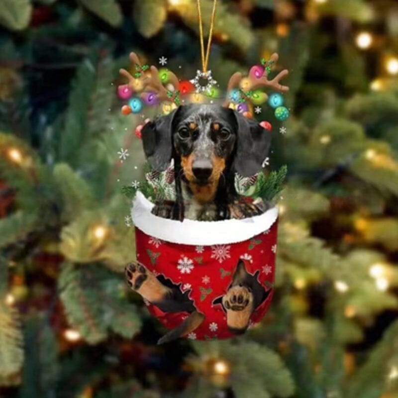 Cute Christmas Sock Dog Ornament