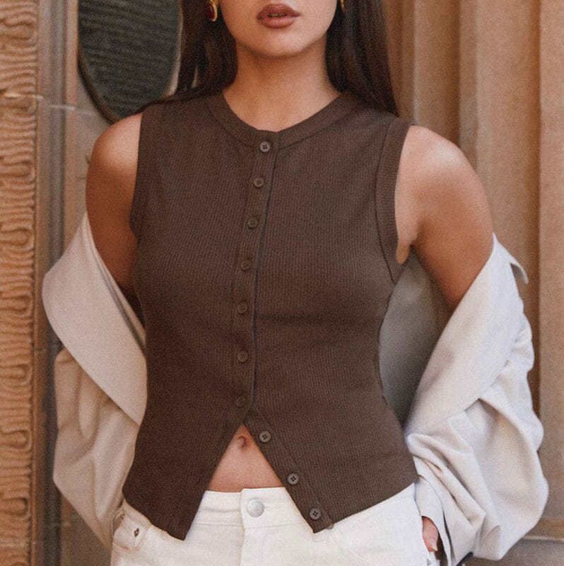 Sleeveless Buttoned Vest
