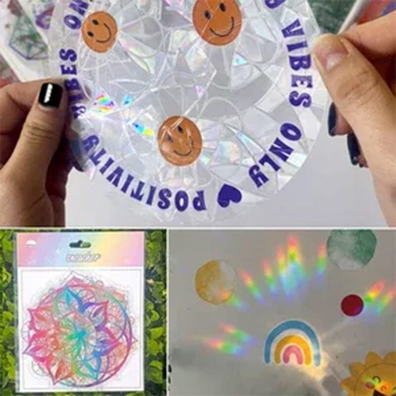 Adsorption Rainbow Glass Window Stickers (Random 10-piece pack)