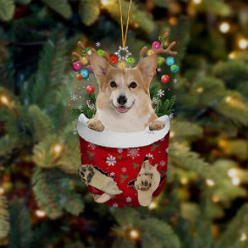 Cute Christmas Sock Dog Ornament