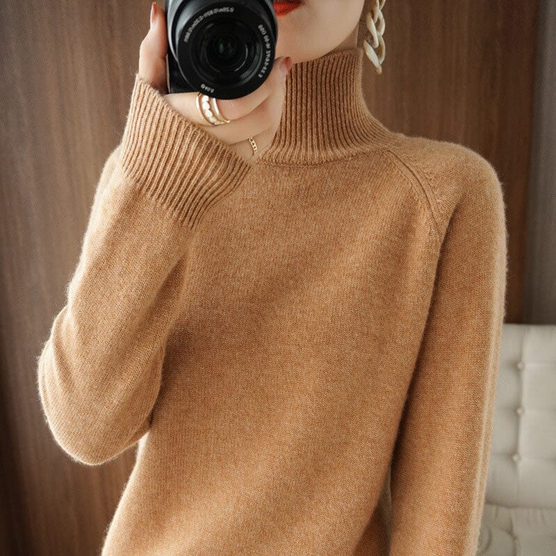 Women's Solid Turtleneck Knit Sweater