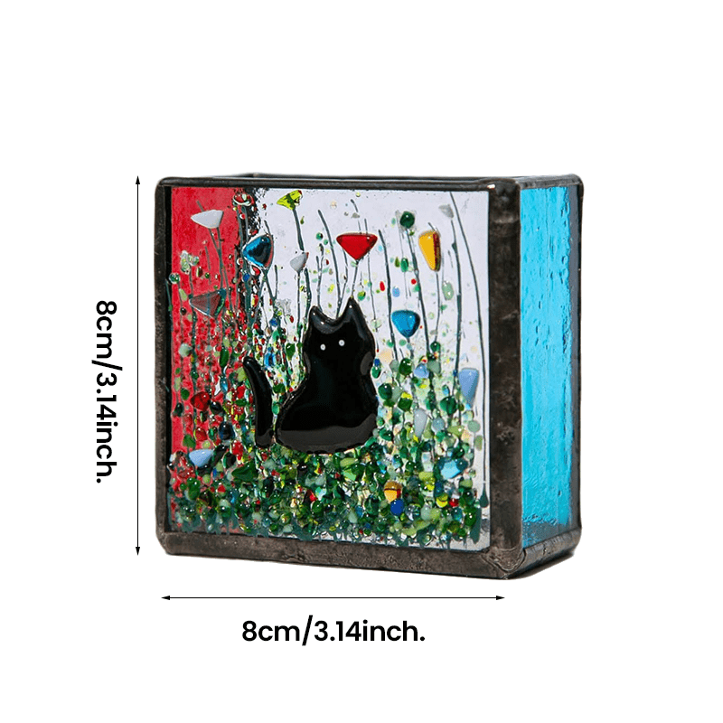Cats Stained Glass Vase