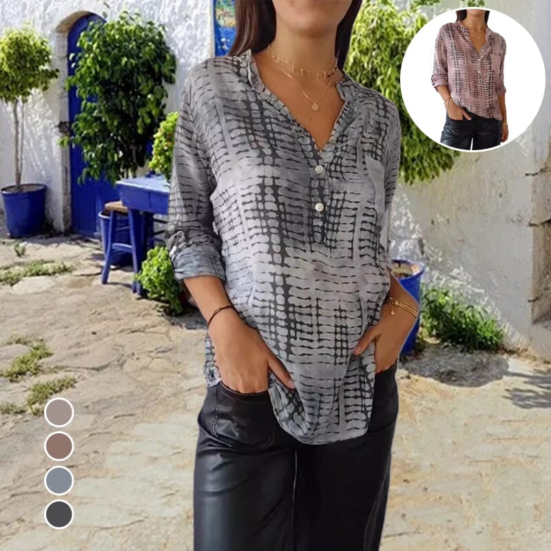 Casual Pockets Pleated Blouses