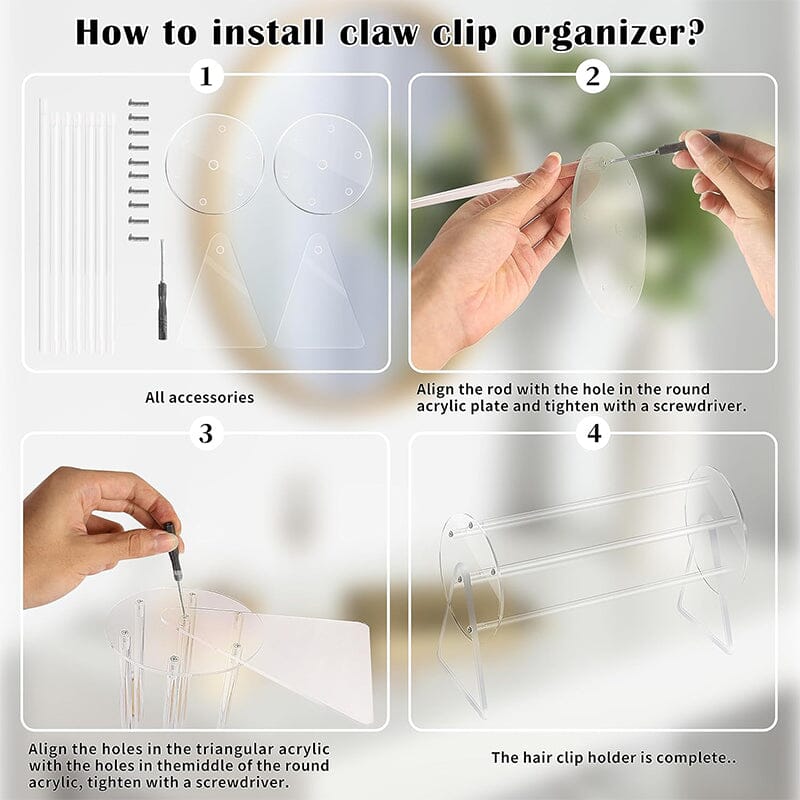 Acrylic Rotating Hair Claw Clip Holder