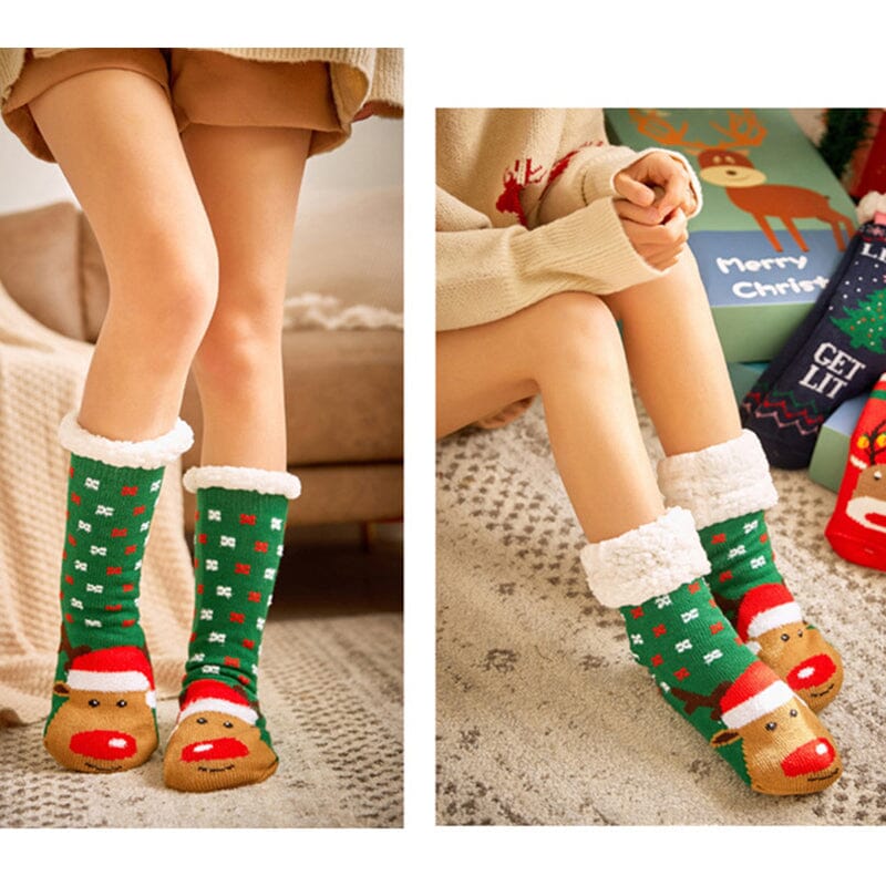 Christmas hot sale reindeer padded cotton socks