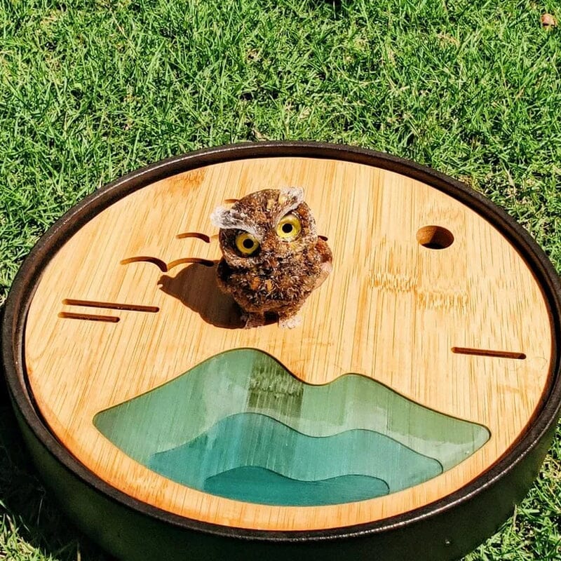 Natural Crystal Gravel Epoxy Owl Ornament