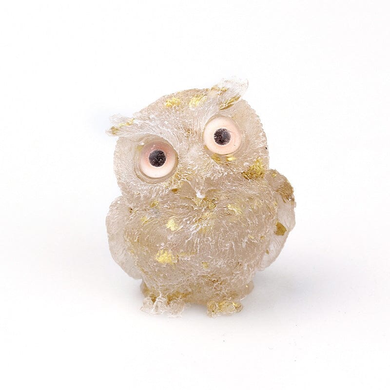 Natural Crystal Gravel Epoxy Owl Ornament