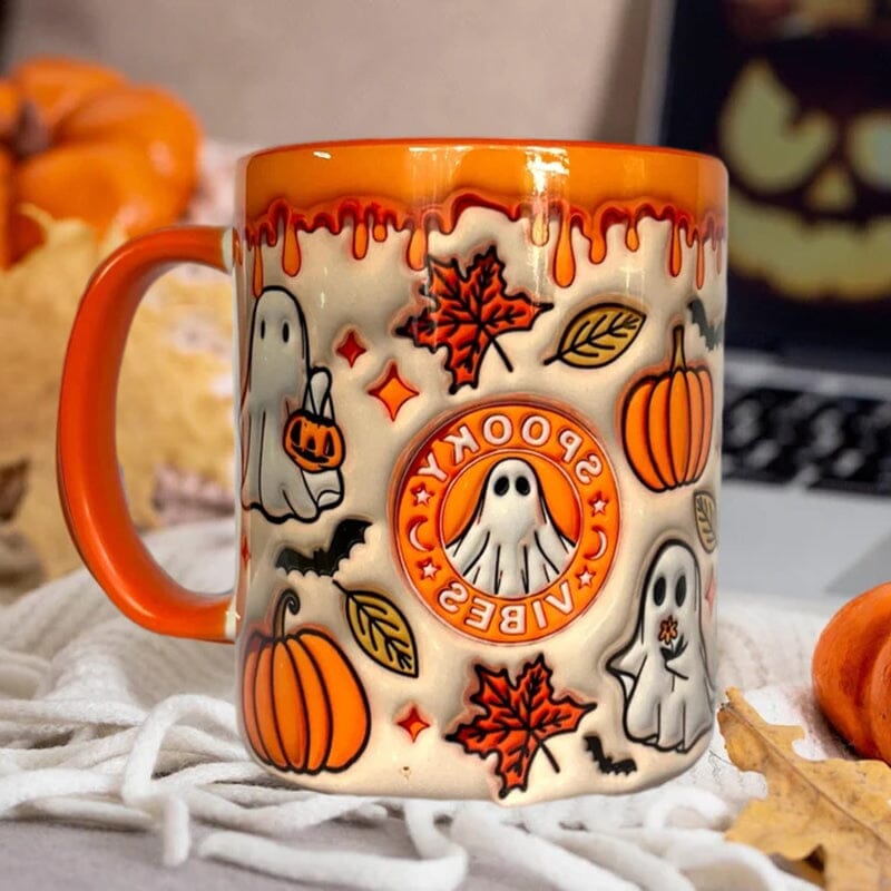 Pumpkin Coffee Cup With Ghost