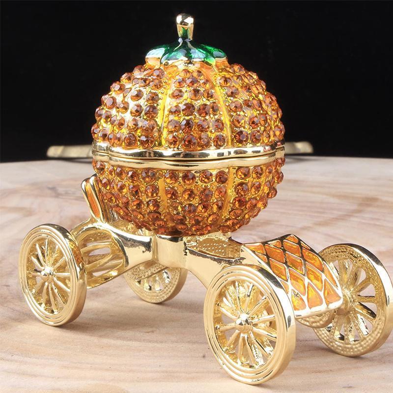 Pumpkin Carriage Rhinestones Jewelry Box