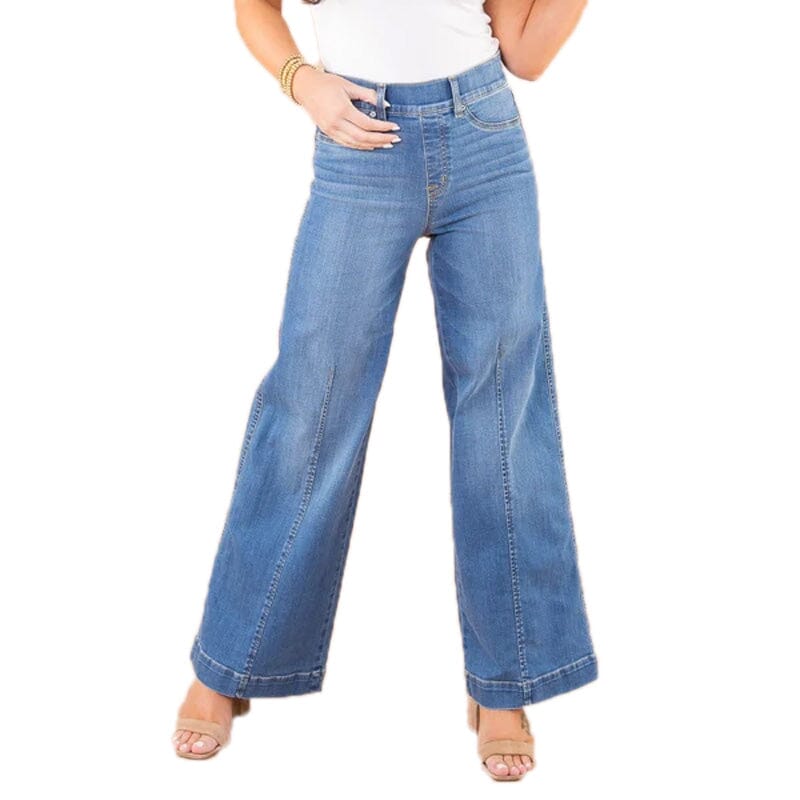 Seamed Front Wide Leg Jeans