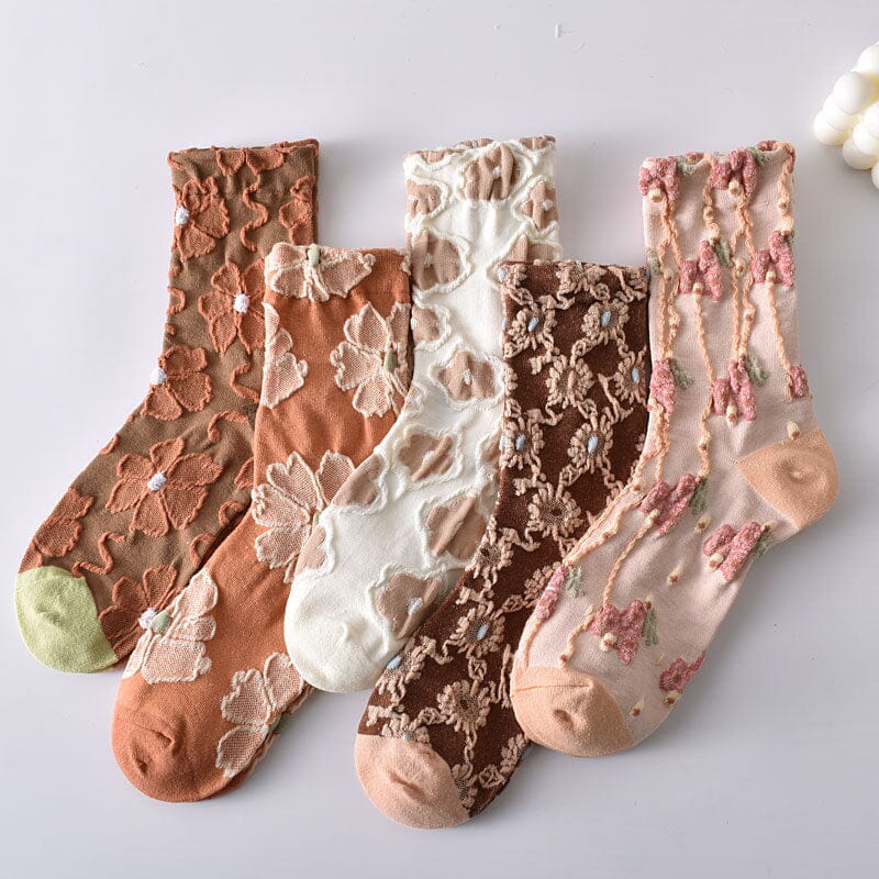 Womens Floral Cotton Socks (10 Pairs)