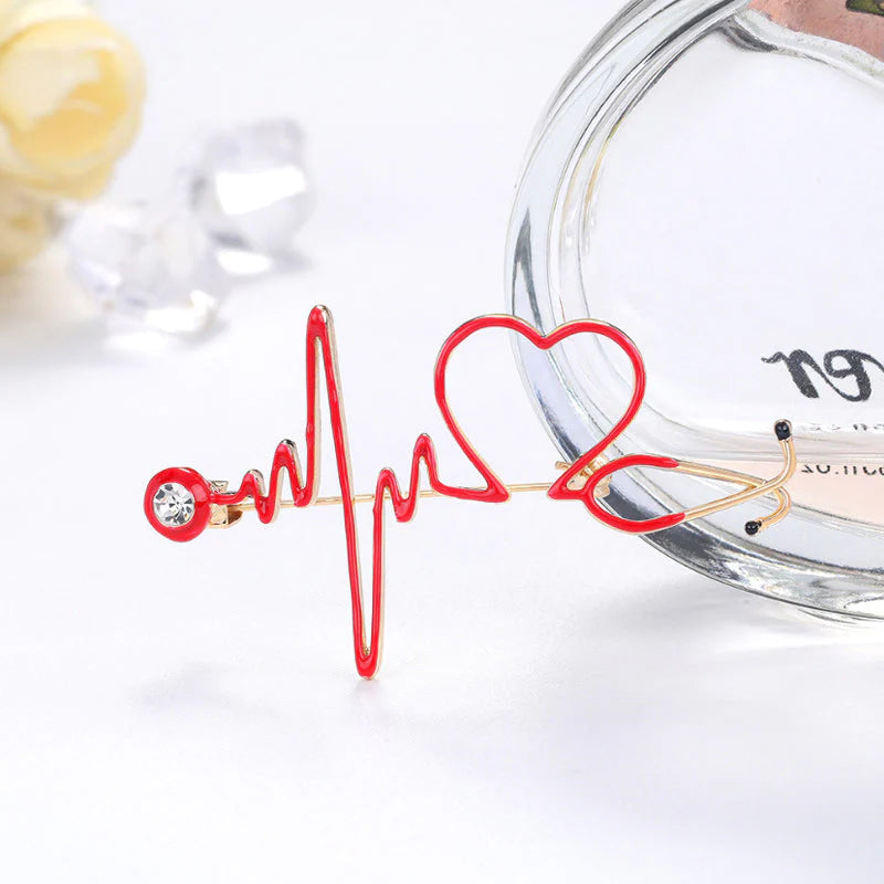 Love Heart Stethoscope Mini Brooch