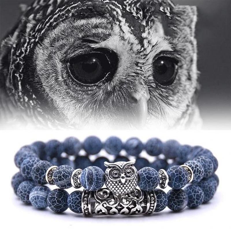 Owl Charm Natural Stone Bracelet