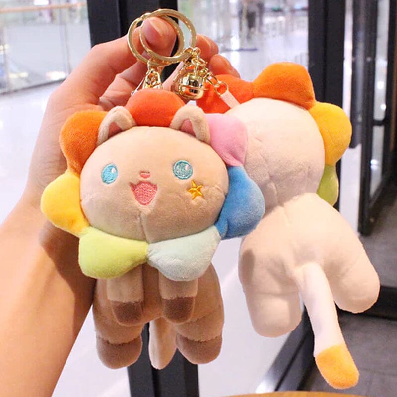 Colorful Sunflower Cat Keychain