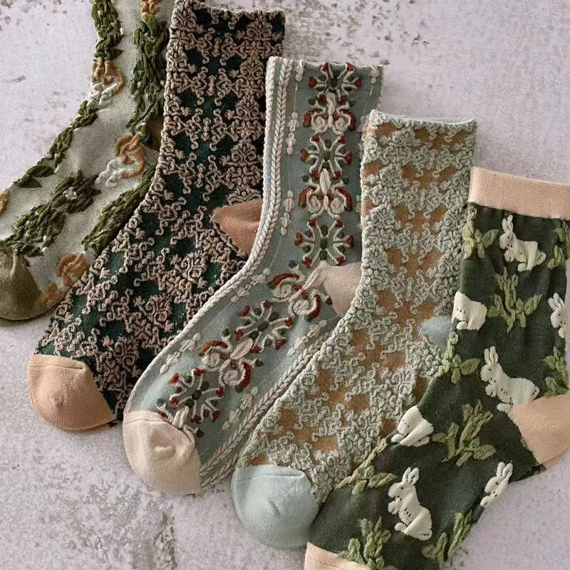 Womens Floral Cotton Socks (10 Pairs)