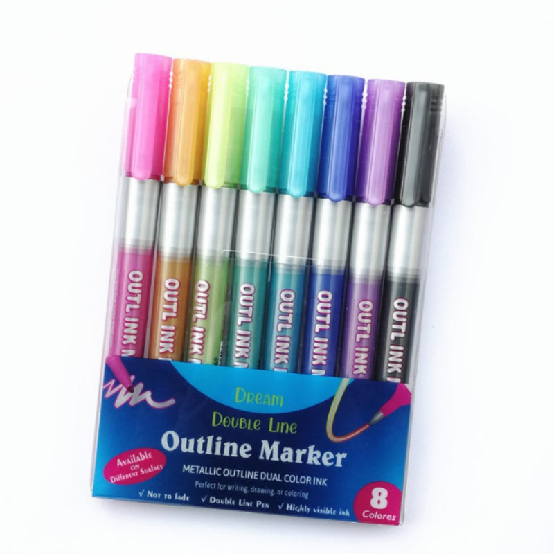 8 Colors Double Line Pen