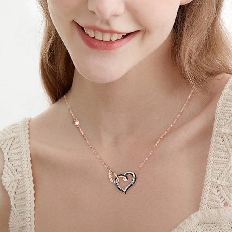 I’ll Hold You in My Heart Until I Can Hold You in Heaven Black Diamond Necklace