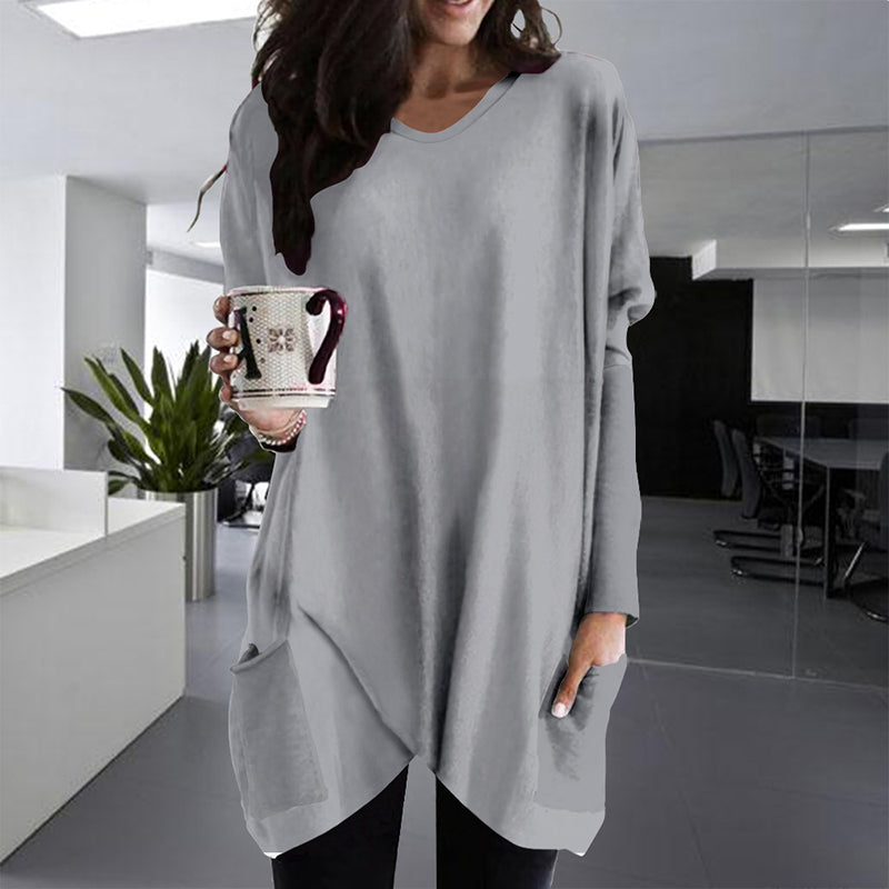 Comfortable Solid Color Loose Casual Long Sleeve T-Shirt