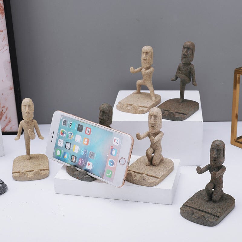 Stone statue phone holder