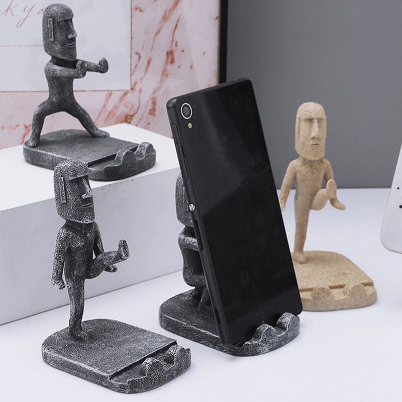 Stone statue phone holder