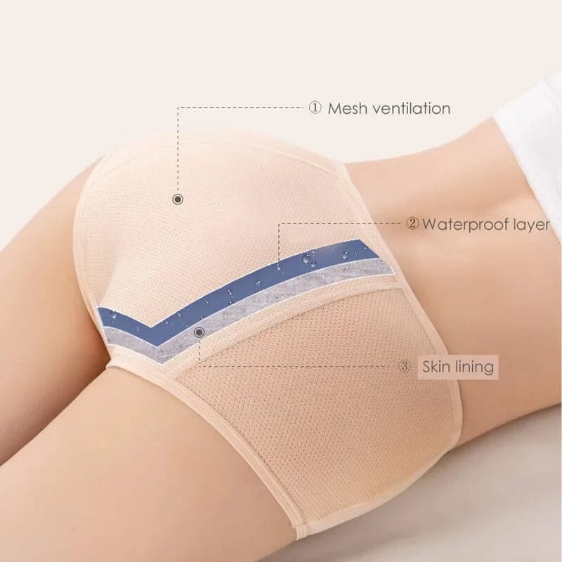 Large Size High Waist Cotton Antibacterial Anti-Side Leak Underwear