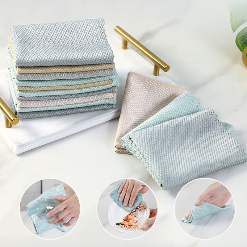 Fish Scale Microfiber Polishing Cleaning Cloth 5 Pcs