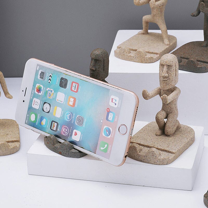 Stone statue phone holder