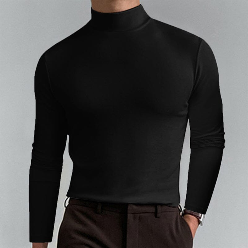 Men's high collar solid color bottoming shirt