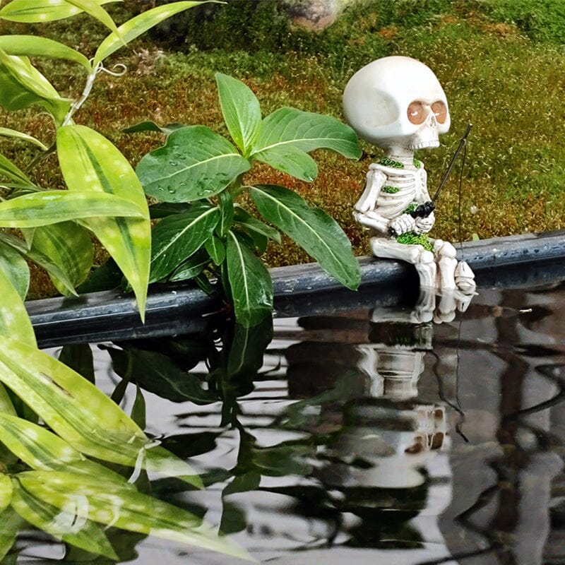 Fishing Skeleton Garden Accessory