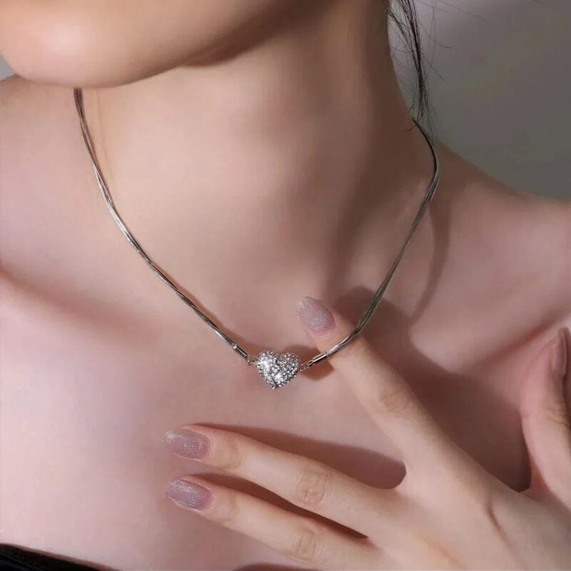 Diamond-Set Magnetic Heart Pendant