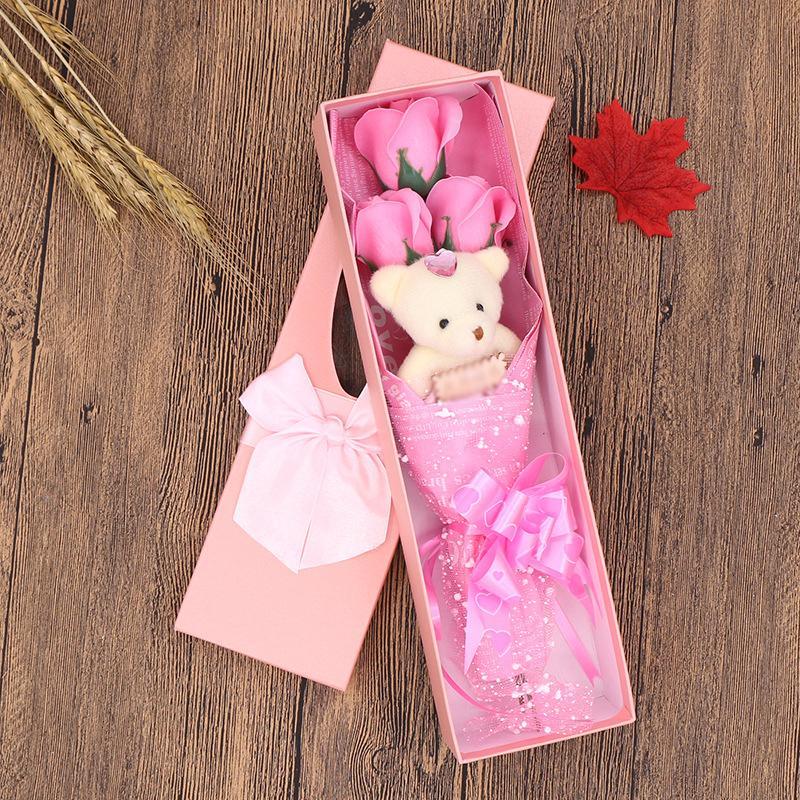 Rose Soap Bouquet With Cute Bear