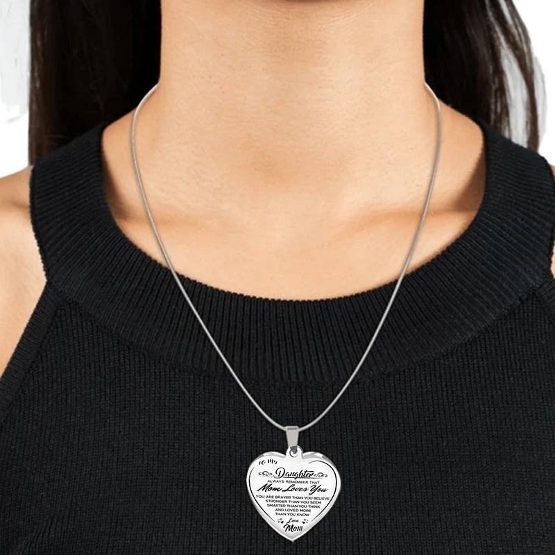 Peach Heart Lettering Pendant Necklace
