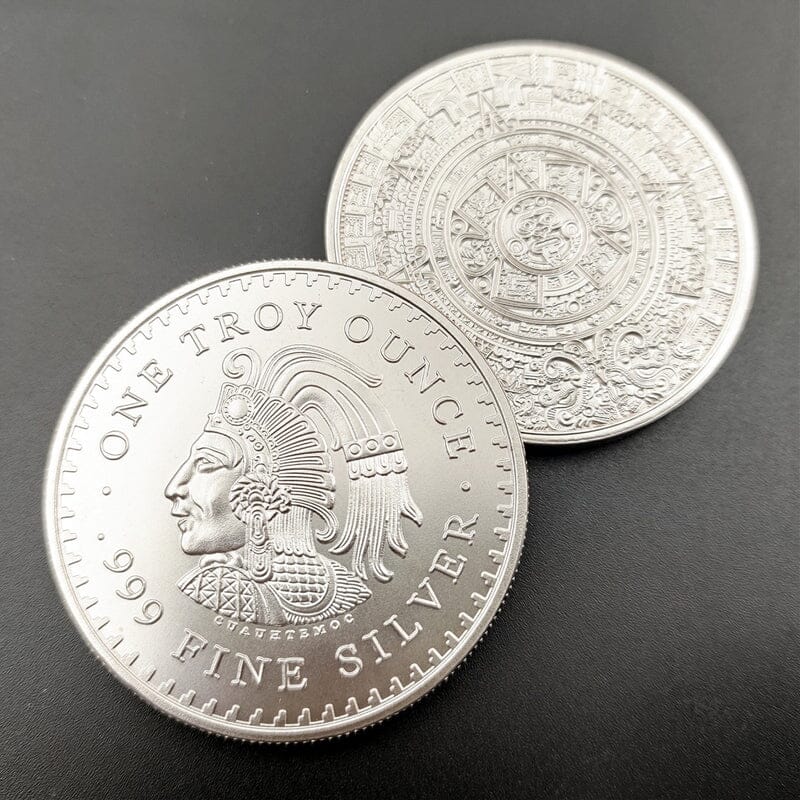 Mexican Coin - Aztec Calendar Stone, Eagle Warrior Emperor of Tenochtitlan New