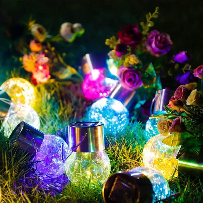 Multicolor Crackle Glass Hanging Solar Lights