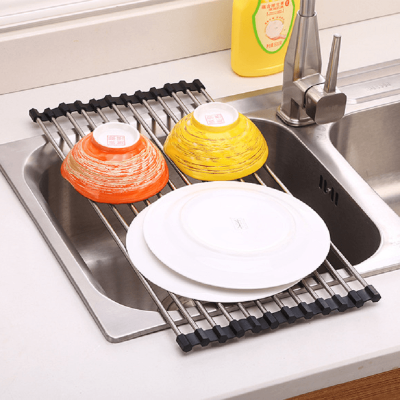 Comfybear™Foldable stainless Steel Roll Up Dish Drying Rack