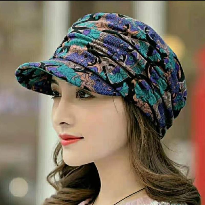 Comfybear™Floral Pleated Short Brim Cap