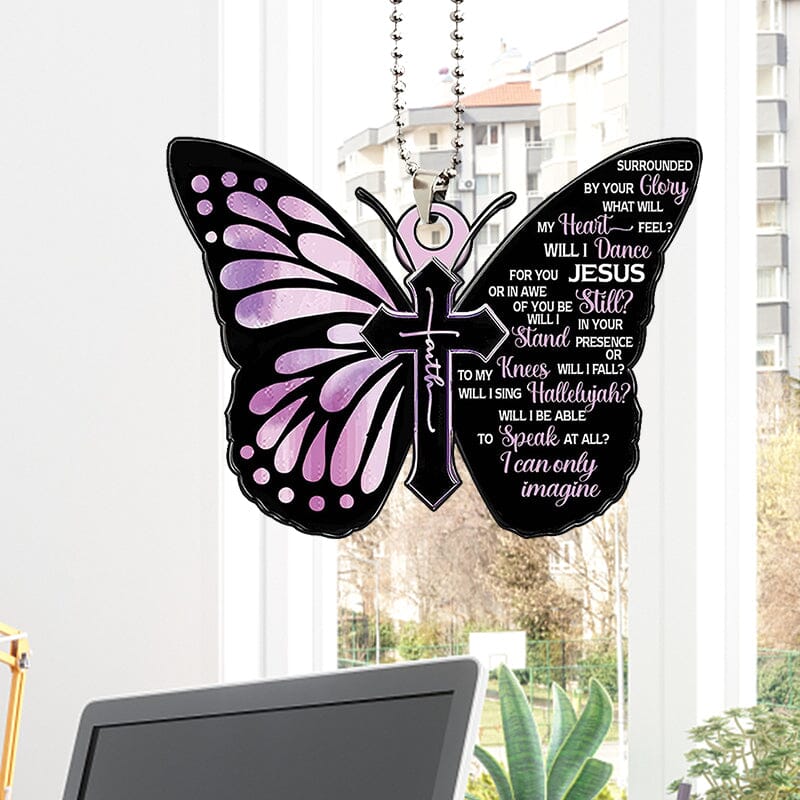 Beautiful Butterfly Cross Christian Car Rearview Mirror Accessory