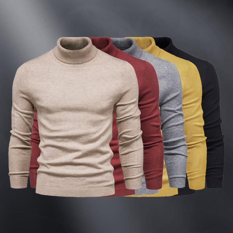 Men's Casual Solid Color Turtleneck Sweater