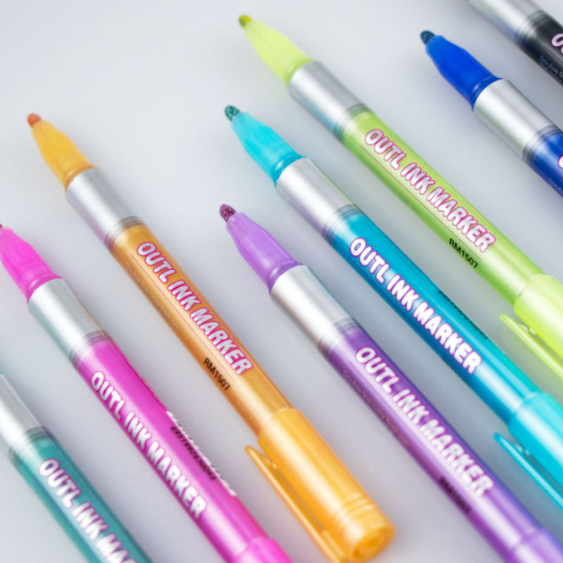 8 Colors Double Line Pen