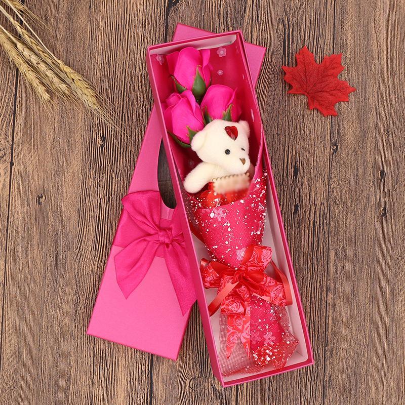 Rose Soap Bouquet With Cute Bear