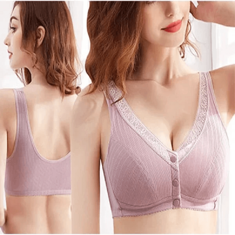 Cotton Front Button Thin Bra (2PCS)