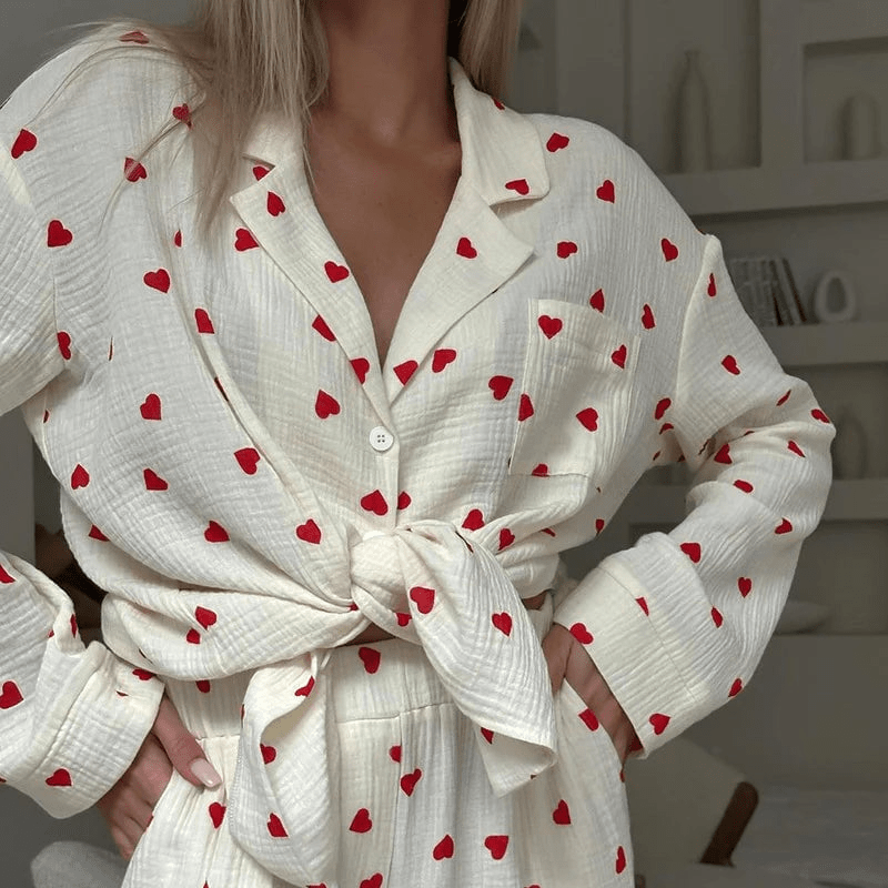 Heart Print Pyjamas Set